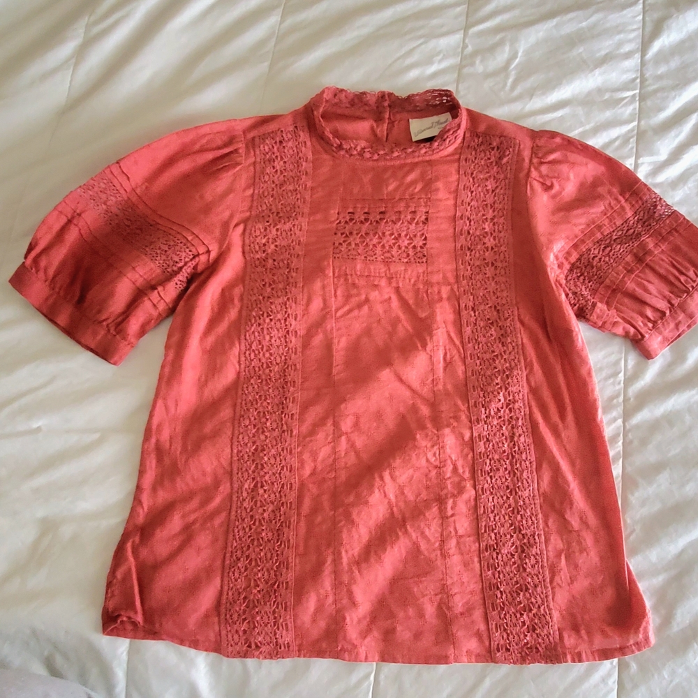 Coral Lace Detail Blouse